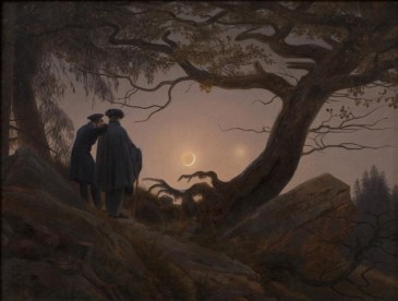 Dos hombres comtemplado la Luna de Caspar David Friedrich (1819)